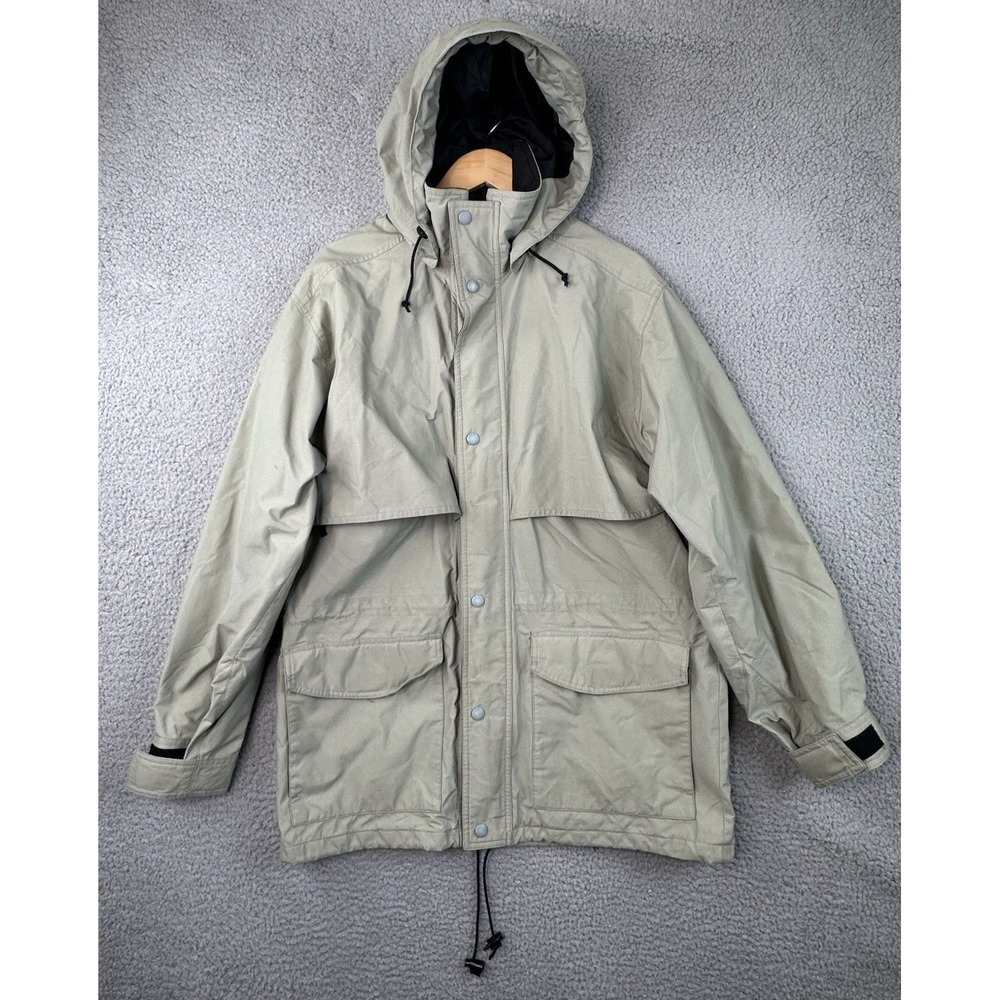 Vtg 80s Eddie Bauer Gore-Tex Mountain Parka Jacket M Hooded Shell Khaki Style